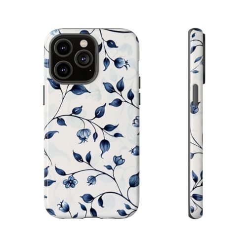 Coque iPhone 14 Pro Max fleur bleue rigide et brillante