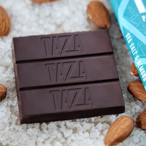 Taza Chocolate Organic Amaze Bar Sea Salt Almond 80% Dark, 10 Count | Dairy Free, Vegan Dark Chocolate Bar, Gluten Free, Soy Free, Low Sugar Unrefined Cacao, Direct Trade, 2.5 Ounce Bar - image 5