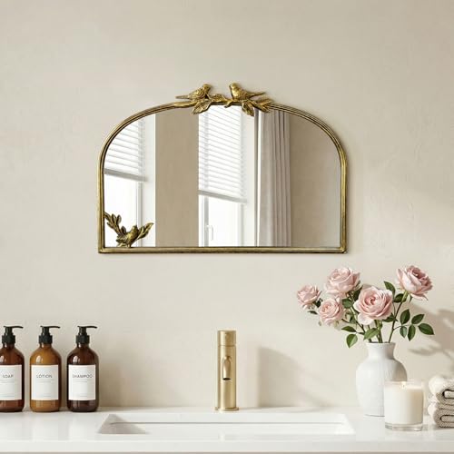 Oujchenghome Antique Baroque Vintage Vanity Mirror 15x22Inch, Gold with Ornate