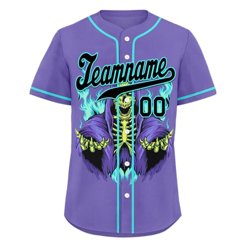 Camisetas de beisebol personalizadas Skellton camisas masculinas de manga curta personalizadas com n