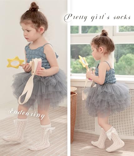 Image of CHUNG Toddler Baby Girls Knee Hight Stocking Cotton Socks 0-7Years Solid Color Bowknot Thin Spring Summer