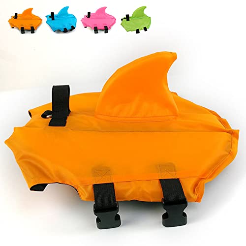 Snik-S Dog Life Jacket- Preserver with Adjustable Belt, Pet Swimming Shark Jacket for Short Nose Dog (Pug,Bulldog,Poodle,Bull Terrier) (M, Orange)