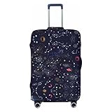 Ghjkfbf Funda protectora para maleta, diseño de mapa de constelaciones de estrellas, lavable, con cremallera oculta, Negro -, L