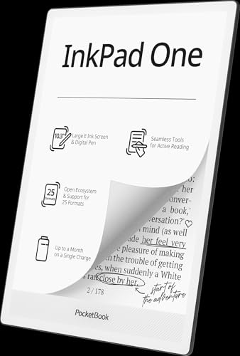 Image of PocketBook InkPad One | 10.3 inch E Ink Screen and Stylus for Active Reading | Essential Tools for Note-Taking | Bluetooth & Text-to-Speech Support | SMARTlight | 25 formats Support | Aluminum Frame