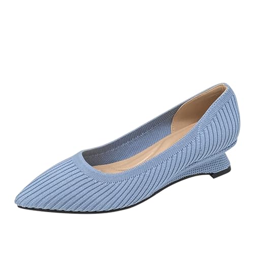 Chaussures en tissu tricoté avec talon compensé léger et confortable