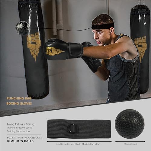 Goblfu Hanging Punching Bag for Adults, 4ft PU Heavy Unfilled Boxing Bag Set with 10OZ Boxing Gloves for Kickboxing Boxing Karate Home Gym Training - Thumbnail 5