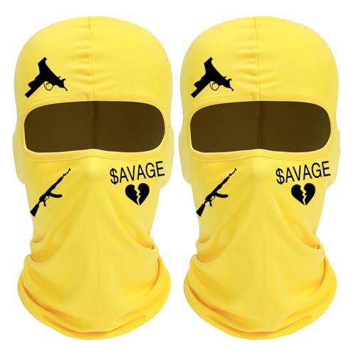 2Packs Balaclava Ski Mask para Hombres y Mujeres, Máscara Facial Completa para Ciclismo, Motocicleta, Esquí y Snowboard (Amarillo) miniatura 1