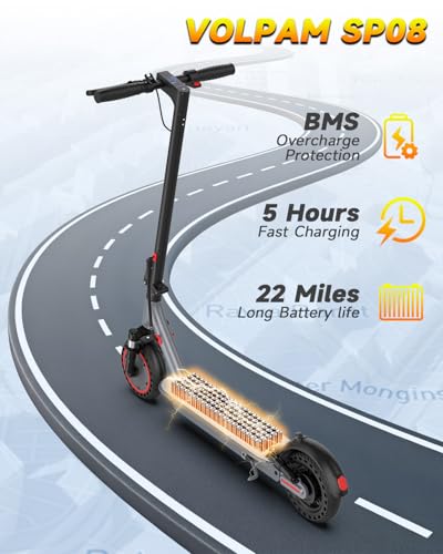 Image of VOLPAM Electric Scooter with Dual Suspensions, 19 /22MPH, 350W /500W /800WMotor, 60 /40 /31 /23Miles Long Range, Dual Braking, Max Load 264 lbs