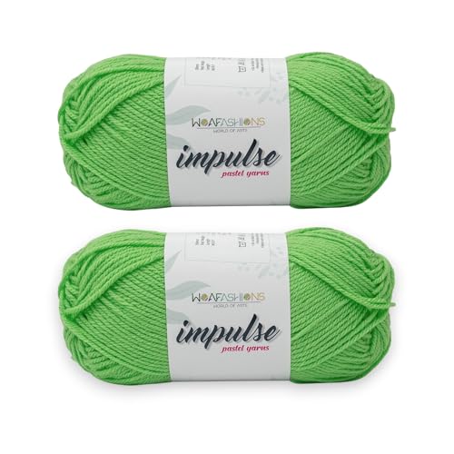 Image of WOAFashions Impulse Hand Knitting & Crochet Yarn, Premium Acrylic, 4 : Medium (Lime) (2x100gms / 3.5oz / 200mtr / 218yds)