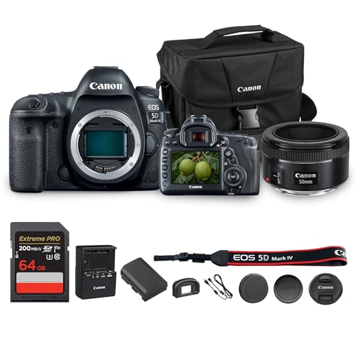 Canon EOS 5D Mark IV fW^჌tJ 30.4MP tt[ 4KrfIAfAsNZAFAWi-FiAGPS | vʐ^J |[g[gAiArfIp + Canon 50mm f/1.8Y + obO +