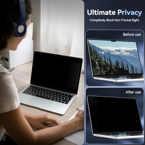 Image of Protescreen Magnetic Privacy Screen Protector Compatible with MacBook Pro 14 Inch (2021-2026, M1 M2 M3 M4 M5), Removable Anti Spy Blue Light Glare Laptop Privacy Filter for Mac Pro 14.2 in