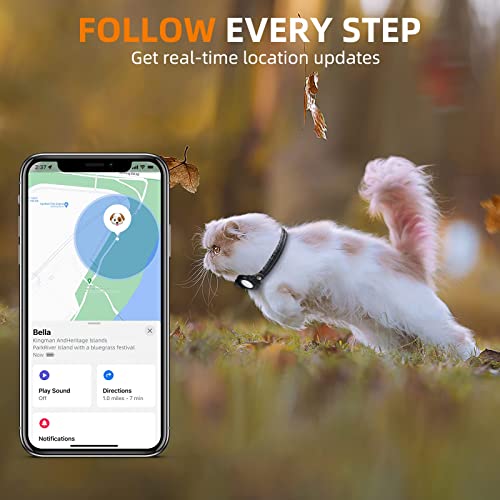 Gps Tracker For Cats, Waterproof Location Pet Tracking Smart Collar (Only Ios), No Monthly Fee, Compatible With Apple Find My, Reflective Real-Time Gps Tracker Cat Collar For Kitten Medium Large Cats #TOP4