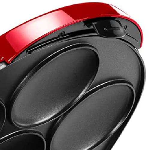 Image of Holstein Housewares Non-Stick 6-Section Multi-Food Maker - Arepas, Mini Pancakes, Corncakes and More, 6-PC, Metallic Red