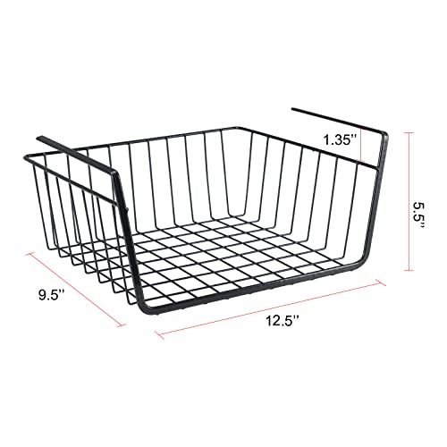 Undershelf Storage Basket Under Shelf Wire Basket Household Metal Under Shelf Hanging Storage Bin Basket Slides Under Shelves For Storage Space Saving For Kitchen Pantry Bookshelf (Small, 2 Pcs) #TOP6
