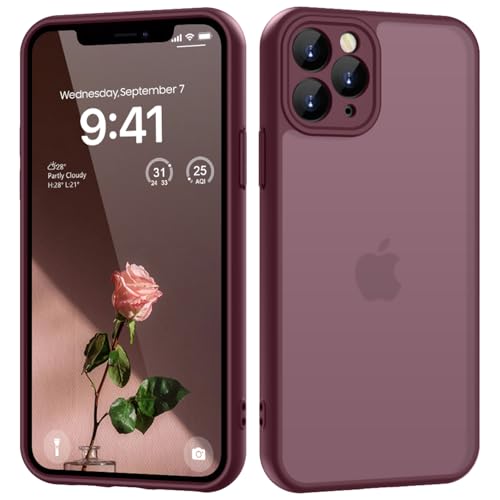 HGH für iPhone 11 Pro Hülle Vollständiger Kameraschutz Stoßfest Kratzfest Anti-Fingerabdruck Transluzente Rückseite Matt Handyhülle für iPhone 11 Pro Case 5 8 Zoll Dunkel Rot