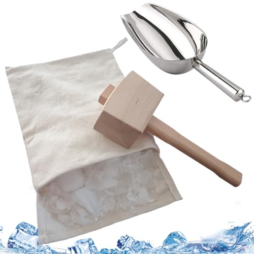 Cndiyald Juego de mazo y Bolsa para Hielo trituradora de Manual con Cuchara Reutilizable de Grado