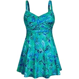 HUSKARY Plus Size Swimsuits for Women Swim Dress Tummy Control Two Piece Bathing Suit Flowy Tankini with Boyshorts Flower02 18 Plus