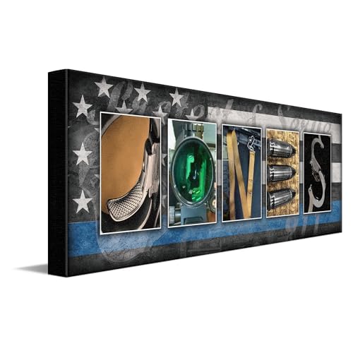 Personal-Prints LEO Personalized Name Art Print | Customized for the Law Enforcement Officer, Sheriff or Detective | Fatherâ€™s Day, Retirement or Christmas Gift | USA Made (10"x30" Stretched Canvas)