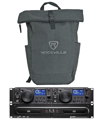 Audiosavings DJ Bundle with CDX-2250i Dual Deck Rack Mount CD MP3 Media Player USB Input, Free Rockville RPAK Charcoal Backpack Durable Design Padded Laptop Pocket (2 Items)