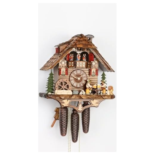 German Cuckoo Clock 8-day-movement Chalet-Style 15.00 inch - Authentic black forest cuckoo clock by Hekas