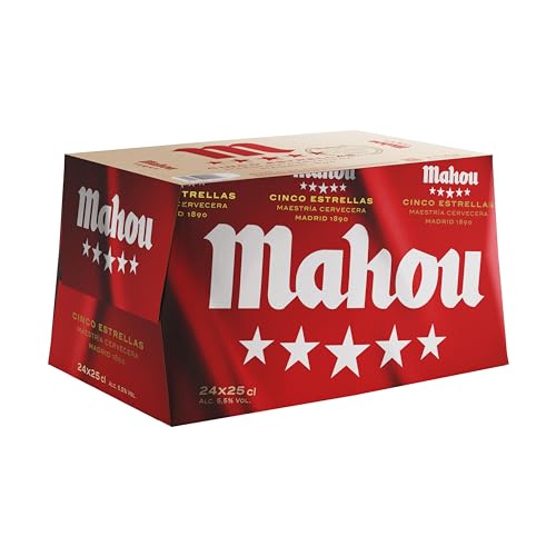 Miniatura 3 de Mahou 5 Estrellas, Pack De 24 Botellas X 25 Cl, Cerveza Especial Dorada Lager Con Sabor 5 Estrellas, 5.5 Volumen De Alcohol, El Embalaje Puede Variar