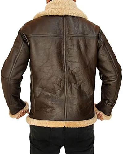 B3 Leather Bomber Jackets For Men Ginger Jacket - Bomber Shearling Sheepskin Leather Winter Jacket Brown