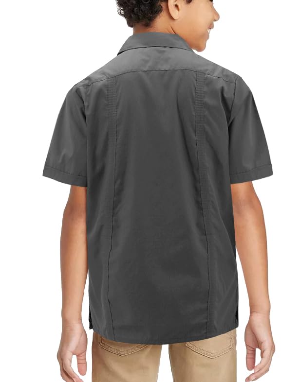 vkwear Boy's Embroidered Short Sleeve Wedding Baptism Kids Button-Up Guayabera Shirt2