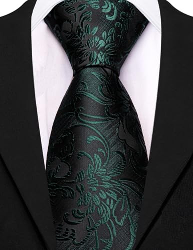 Image of Barry.Wang Paisley Tie for Men Silk Woven Necktie and Tie Clip Set Wedding Party Business Formal
