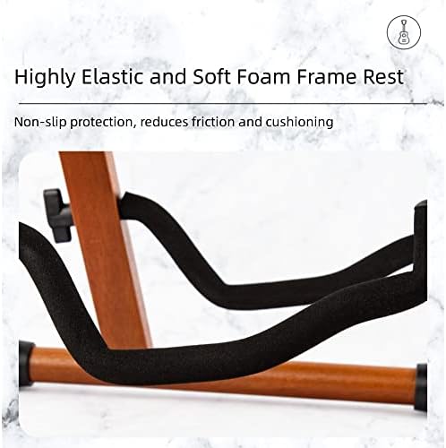 Wood Guitar Stand Floor Stand A Frame Folding Acoustic Guitar Holder Adjustable Electric Classical Guitar Stand Bass Portable Foldable for Ukulele Bass Mandolin Cello Banjo Guitar Accessories Walnut