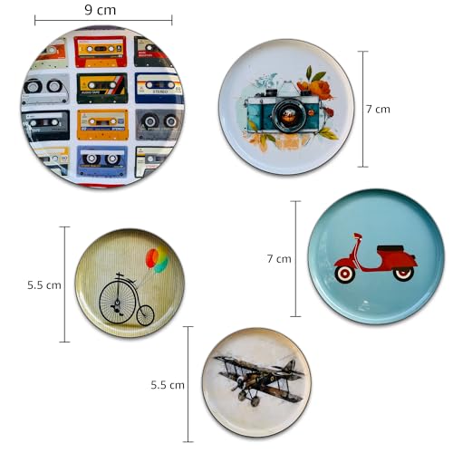 Image of Amazon basics Vintage Art Metal Decorative Fridge Magnet | Gift Items for Women and Men | Home Decoration Gift Item | Set of 5 |Stylish Fridge Magnet 1x9 CM, 1x7 CM, 1x5.5 CM