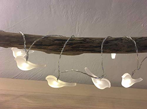 ELUME - Guirnalda luminosa interior de 15 pájaros blancos (15 pájaros blancos), color blanco cálido I - Longitud de 2 m, fuente de alimentación USB I Deco para dormitorio, niño, sala de estar, cuarto