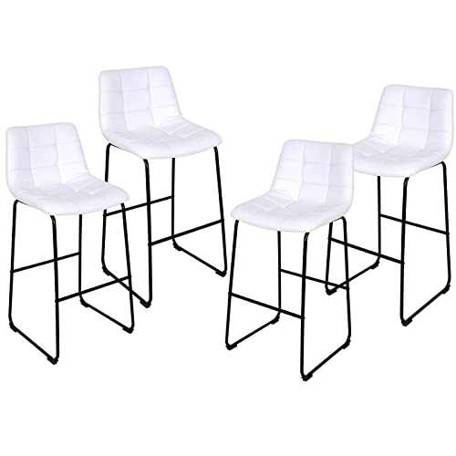 Scurrty Height Stools Pub Bistro Bar Counter Height Stools Barstools Set of 4 Chairs Pub Height Bar Stools with Back, PU Leather Modern Kitchen High Dining Chairs with Metal Legs