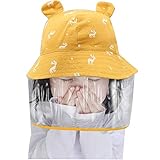 Oupai Schutzmaske Hut Baby Sonnenhut mit Gesichtsschutz Abnehmbarer UV klares Visier Wide Brim Bucket Cap for Kinder for Kinder Anti-Geifer Splash-Proof Außen Fischer-Hut for 0-4 Jahre alt