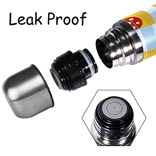 Insulated Water Bottle Stainless Steel Water Bottles Metal Water Bottle, Food Cartoon Pizza Plaid #TOP1