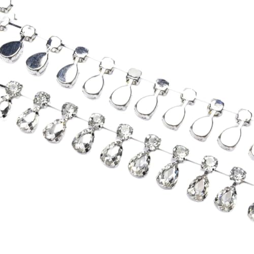Bandes de chaîne à strass multicolore verre cristal goutte d'eau 2.5cm