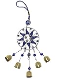 LUCKBOOSTIUM Lucky Sun, Moon & Star Ornament with Hanging Evil Eye and Bell - Sign of Protection,...