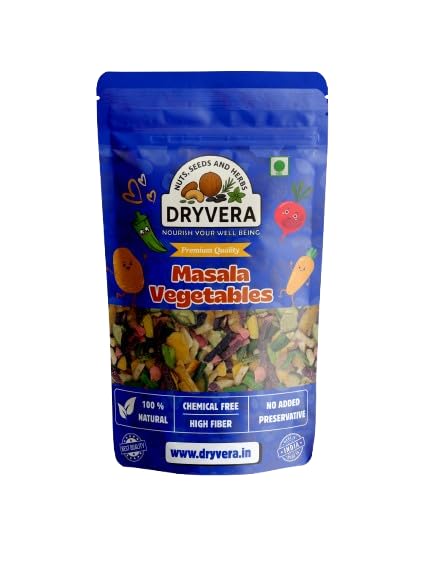 Dryvera Masala Vegetables, Natural High Fibre Snacks, Chemical Free, 5 Servings