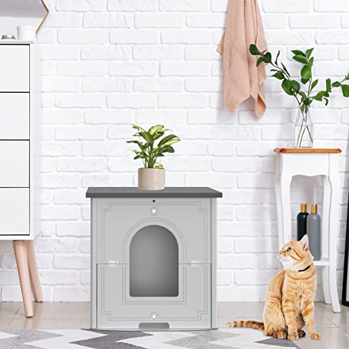 Palram Pets Charlie Cat Litter Box Furniture Hidden, Pet House Enclosure, Enclosed Cat Cabinet, Magnetic Door Latch… - Image 6
