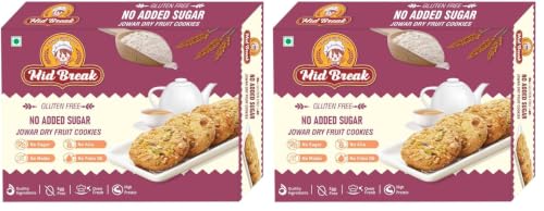 Image of Midbreak No Added Sugar Jowar Millet & Dry Fruit Cookies 200g (Pack of 2) |Gluten-Free Biscuits | High Fiber Diabetic-Friendly Healthy Snack