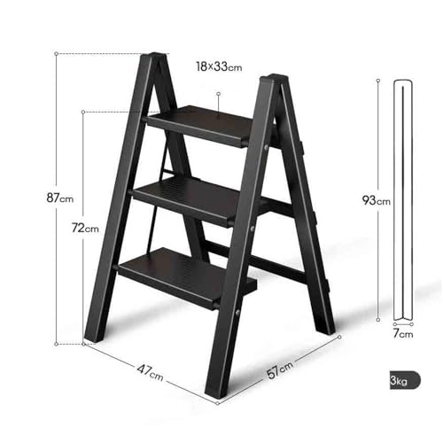 Image of Step Ladder Telescopic Thickened Portable Folding Ladder 3 /5 Steps Stairs Aluminum Alloy Multifunctional Small Ladder Stool Household Ladder(Silver,Small)