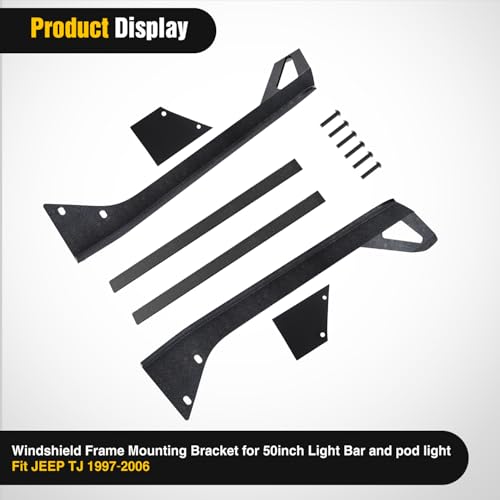 Image of Nilight 50 inch Windshield Light Mount Brackets for Jeep Wrangler TJ 1997-2006