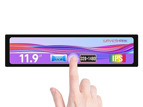 Image of Waveshare 11.9inch Capacitive Touch Screen LCD Compatible with Raspberry Pi 5 /4B /3B+ /3A+ /2B /B+ /A+ /Zero /Zero W /WH /Zero 2W CM3+ /4 320x1480 Resolution HDMI IPS Supports Jetson Nano /Windows
