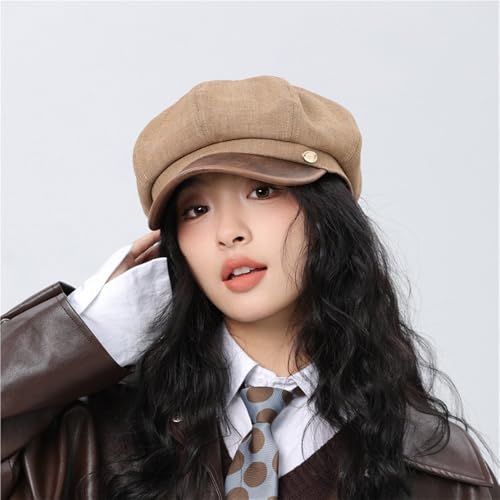 Chapeau de peintre en patchwork PU et lin haut de gamme