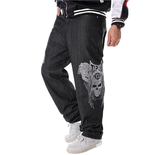 Men's Hip-Hop Embroidered Baggy Jeans - Loose Fit Printed Denim Pants for Dance Skateboard Streetwear4