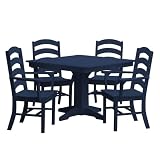 Keystone Amish Co. Poly Composite Josie 5-Piece Dining Set with Square Table, with Arms, Patriot Blue