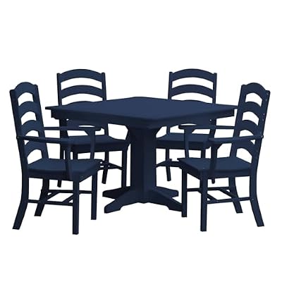 Keystone Amish Co. Poly Composite Josie 5-Piece Dining Set with Square Table, with Arms, Patriot Blue