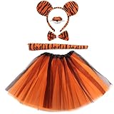 Luxtacular Tiger Costume Set Tiger Accessories Ears Headband Nose Bow Tie Tail Tutu for Women Men Cosplay Birthday Halloween Christmas