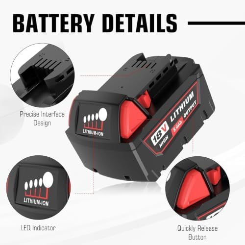 4 Pack 8.0Ah Extended Runtime Battery Replacement for Milwaukee 18V Battery — view 4