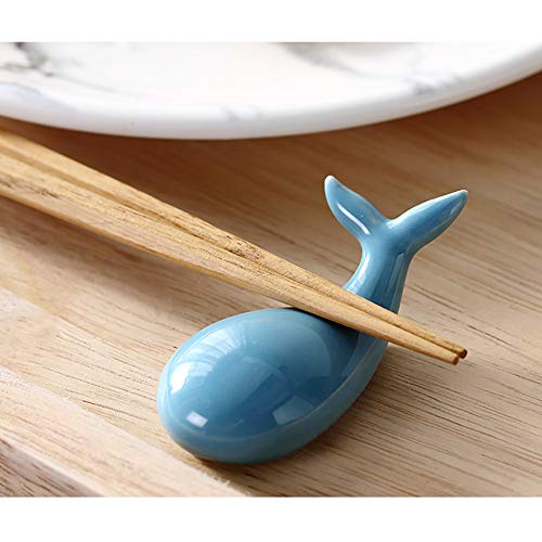 image for RAYNAG 4 Pack Dolphin-shaped Chopstick Holders Ceramic Fork/Spoon Rest