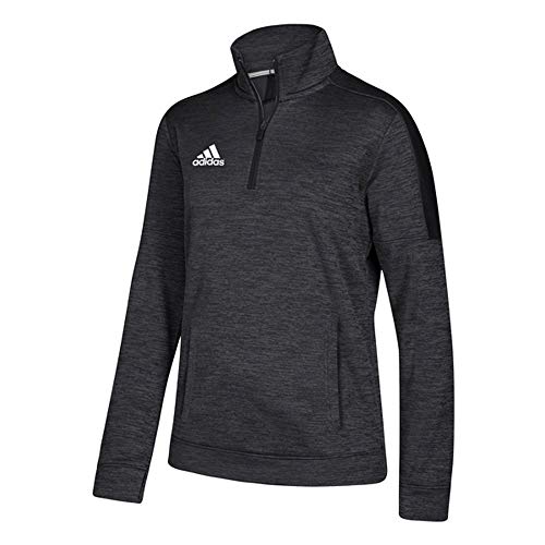 adidas Athletics Team Issue 1/4 Zip Long Sleeve, Black Melange/White, Small